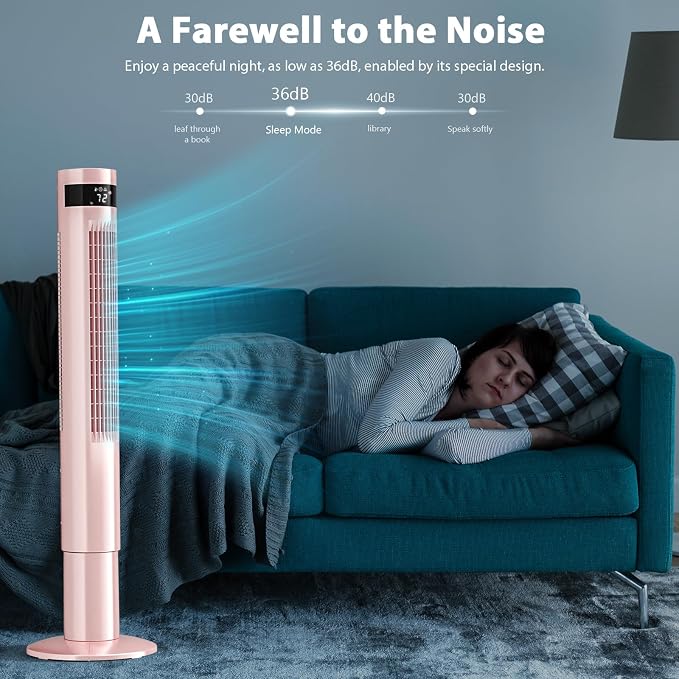 43 inch Tower Fan Portable Electric Oscillating Fan Quiet Remote Control Bladeless Floor Fan 3-Speed Wind, alternate product