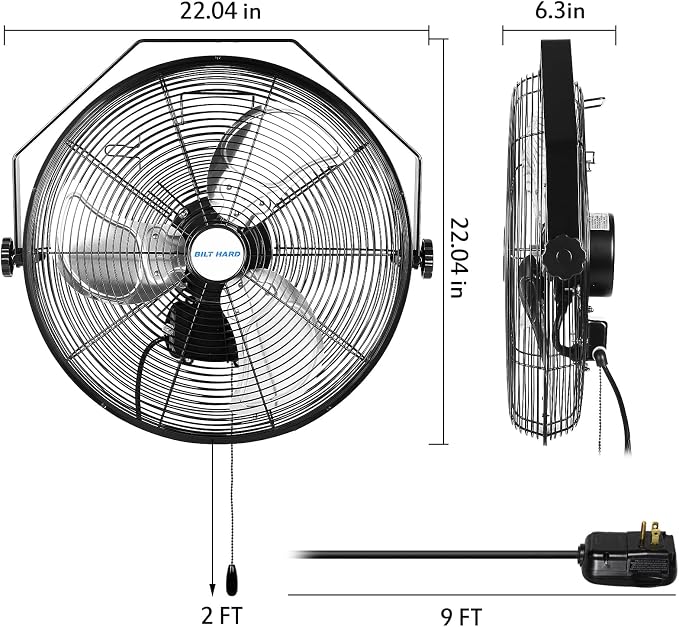 4300 CFM 18 in. Outdoor Wall Mount Fan, 3-Speed Waterproof Wall Fan Industrial Grade High Velocity Outdoor Fans for Patio