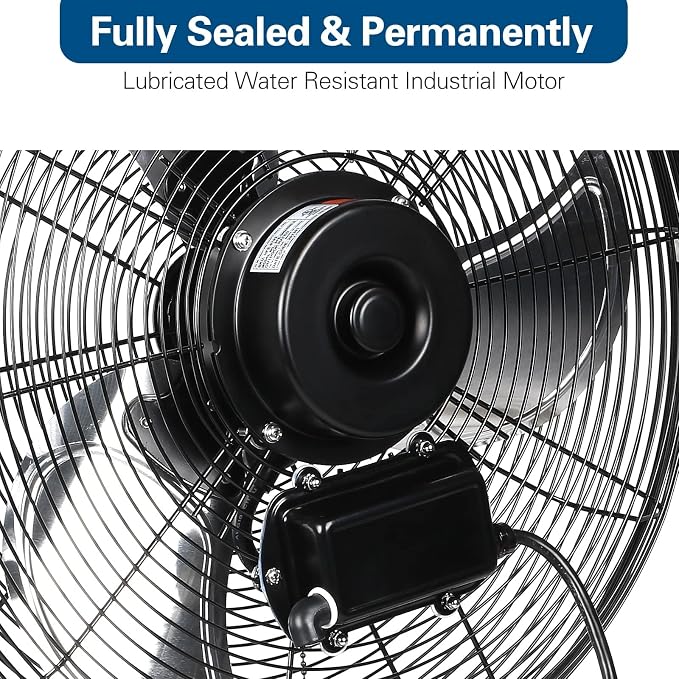 4300 CFM 18 in. Outdoor Wall Mount Fan, 3-Speed Waterproof Wall Fan Industrial Grade High Velocity Outdoor Fans for Patio