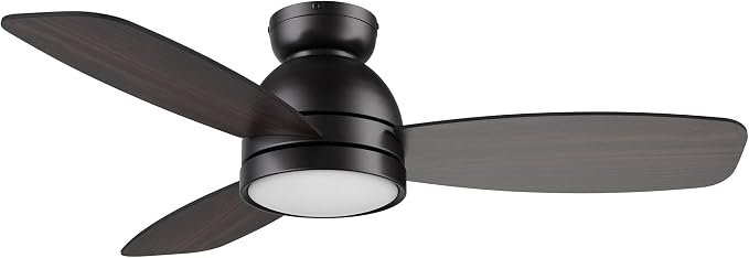 44" Ceiling Fan with Light Flush Mount, DC 10 Speeds Silent Ceiling Fan with Remote, 3 Light Colors Dimmable LED, for Living
