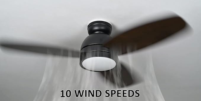 44" Ceiling Fan with Light Flush Mount, DC 10 Speeds Silent Ceiling Fan with Remote, 3 Light Colors Dimmable LED, for Living