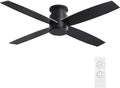 44" Flush Mount DC Ceiling Fan without Lights, 4 Reversible Plywood Blades, Quiet 6-Speed DC Motor, Hugger Low Profile