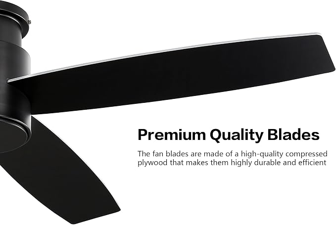 44" Flush Mount DC Ceiling Fan without Lights, 4 Reversible Plywood Blades, Quiet 6-Speed DC Motor, Hugger Low Profile