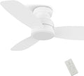 44 Inch Flush Mount Ceiling Fan No Light with Remote Control, 3 Blades Quiet DC Reversible Motor, 10-Speed