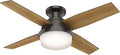 44 inch Indoor Ceiling Fan with LED Light and Remote Control - Bronze Modern Ceiling Fan, Low Profile Mount, 4 Blades, For