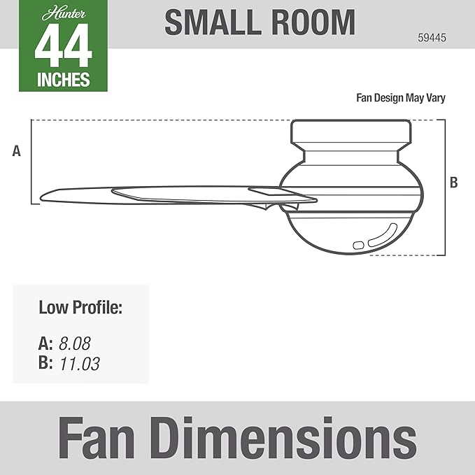 44 inch Indoor Ceiling Fan with LED Light and Remote Control - Bronze Modern Ceiling Fan, Low Profile Mount, 4 Blades, For