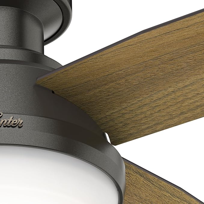 44 inch Indoor Ceiling Fan with LED Light and Remote Control - Bronze Modern Ceiling Fan, Low Profile Mount, 4 Blades, For