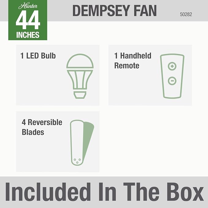 44 inch Indoor Ceiling Fan with LED Light and Remote Control - Modern Ceiling Fan, Low Profile Mount, 4 Blades, For Bedroom