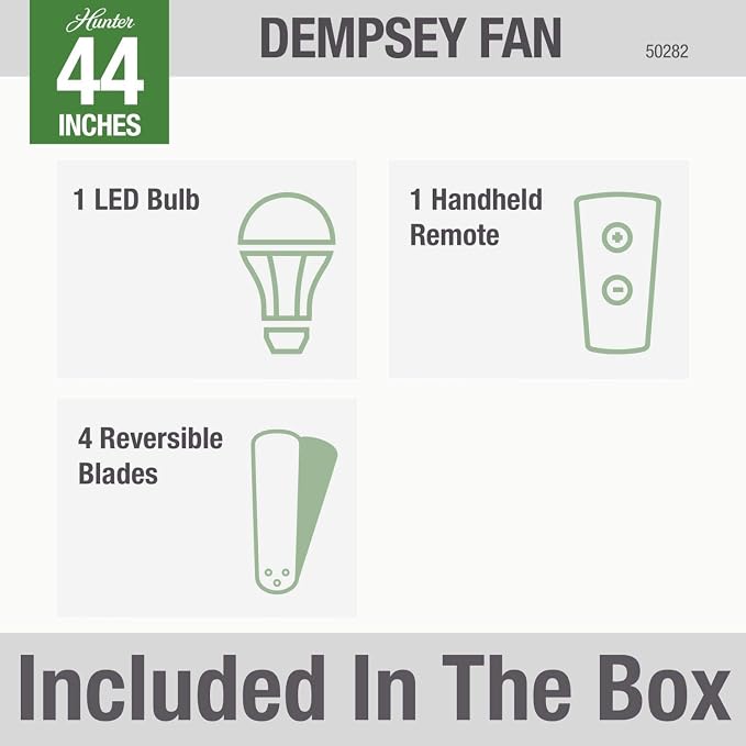 44 inch Indoor Ceiling Fan with LED Light and Remote Control - Modern Ceiling Fan, Low Profile Mount, 4 Blades, For Bedroom