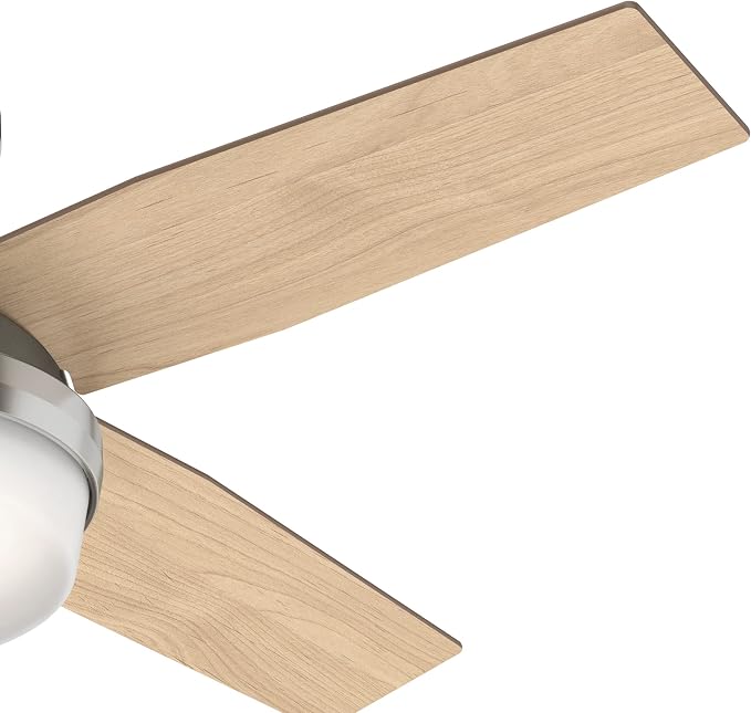 44 inch Indoor Ceiling Fan with LED Light and Remote Control - Modern Ceiling Fan, Low Profile Mount, 4 Blades, For Bedroom