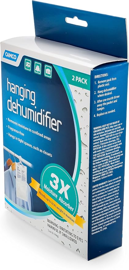 44286 Fragrance Free Hanging Dehumidifier-Convenient Hook Absorbs up to 3x Its Weight in Water, Reduces Moisture and Humidity