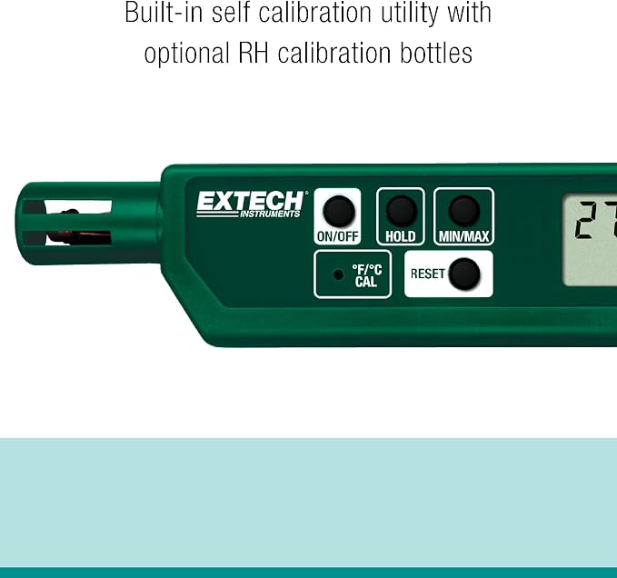 445580 Humidity and Temperature Pen with Fast Response Sensor, Min/Max Memory, Dual LCD, Pocket-Sized Hygrometer for HVAC
