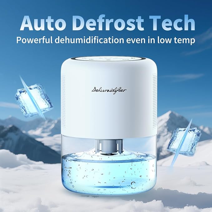 44oz(1.3L) Small Dehumidifier for Home Auto-Off Quiet Portable Dehumidifier with 3 Modes 10 Color Lights 4 Timer Settings for