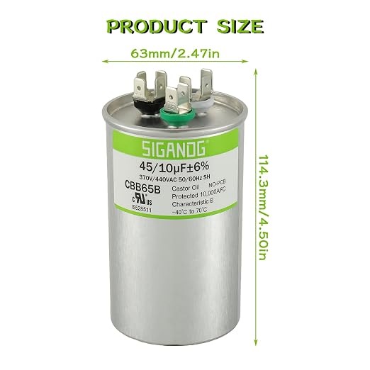 45/10 uF 45+10 MFD 370V or 440V CBB65 Dual Run Start Round Capacitor 45 10 uF MFD 370 440 Volt VAC for Condenser, alternate