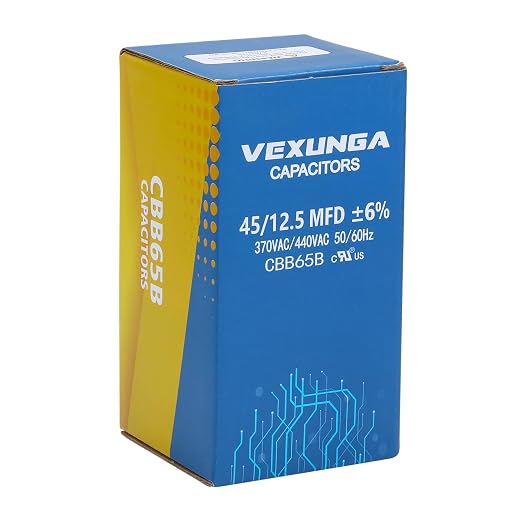 45/12.5 uF 45+12.5 MFD 370VAC or 440VAC Dual Run Start Round A/C Capacitor CBB65 Air Conditioner Capacitors for AC Unit Fan