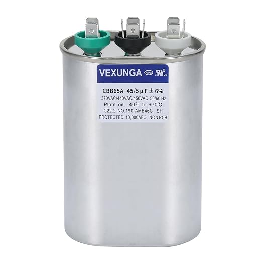 45/5 uF 45+5 MFD 370V 440V 450V Oval Dual Run Start AC Capacitor 45 5 uF 370 440 450 Volt VAC CBB65 Air Conditioner