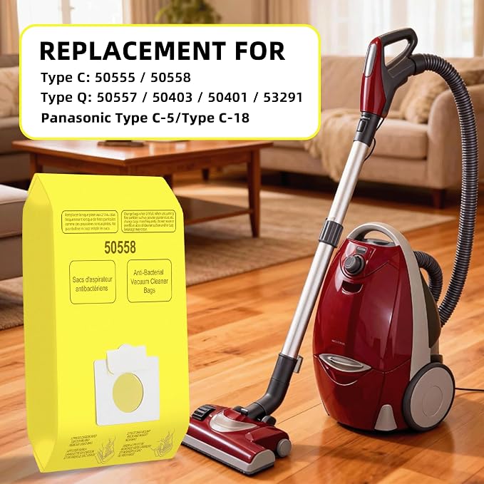 45 Pack Vacuum Cleaner Bags Replacement for Canister Type C/Q 5055 50558, Type C-5 C-18,200 series, 400 series, 600
