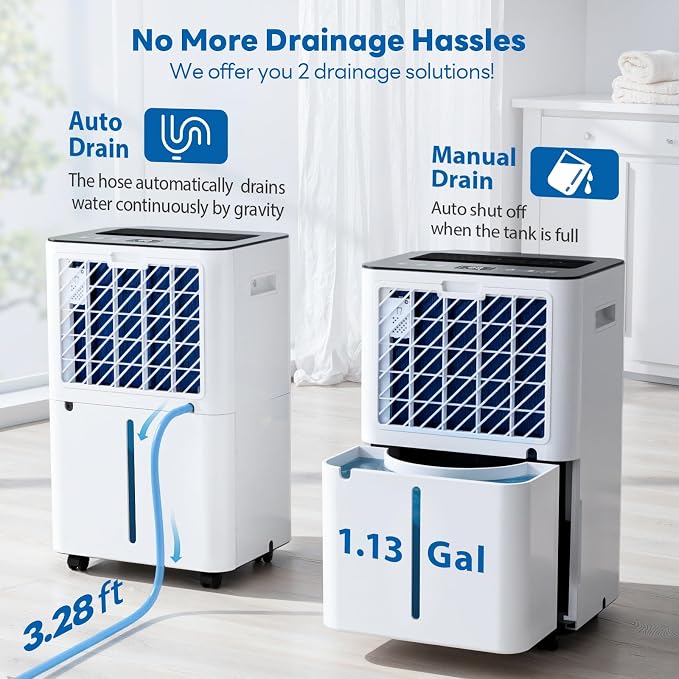 4500Sq.Ft Large Dehumidifier, 50Pint Dehumidifiers for Home, Quiet Whole House Dehumidifier for Basement, Bedroom and