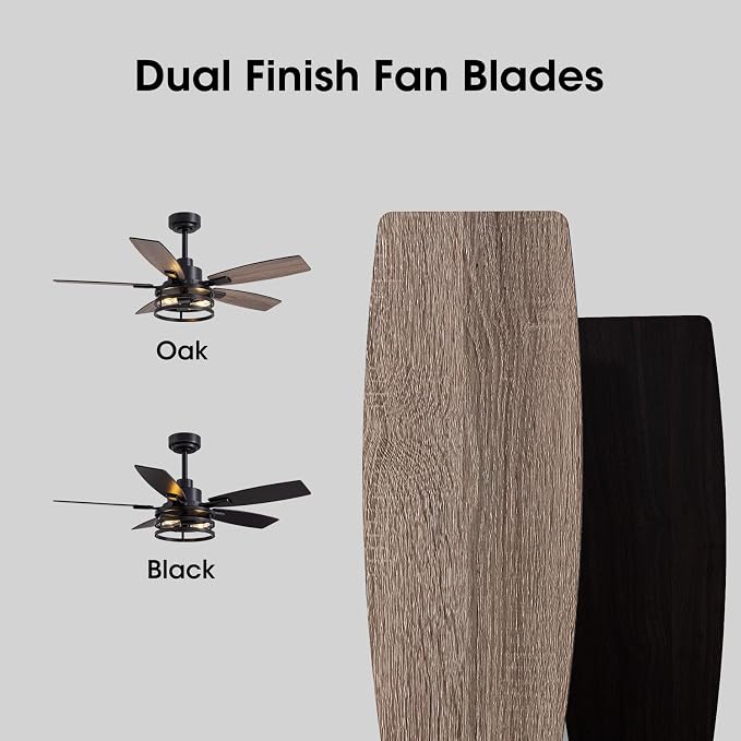 46 Inch Ceiling Fans with Lights and Remote & APP Control, Farmhouse Ceiling Fan with LED Lighting for Bedroom Living Room