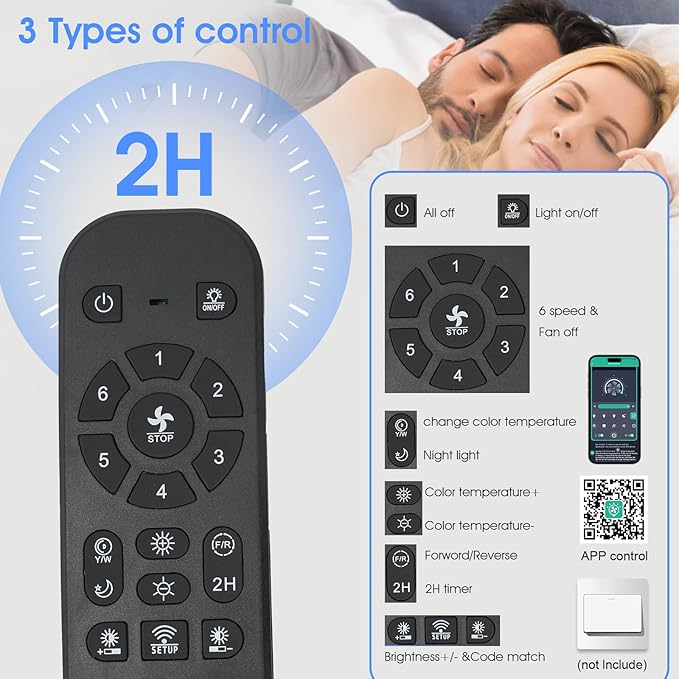 46 inch Ceiling Fans with Lights and Remote/APP Control, Low Profile Ceiling Fan with Light, Flush Mount, 3CCT, 3 Reversible