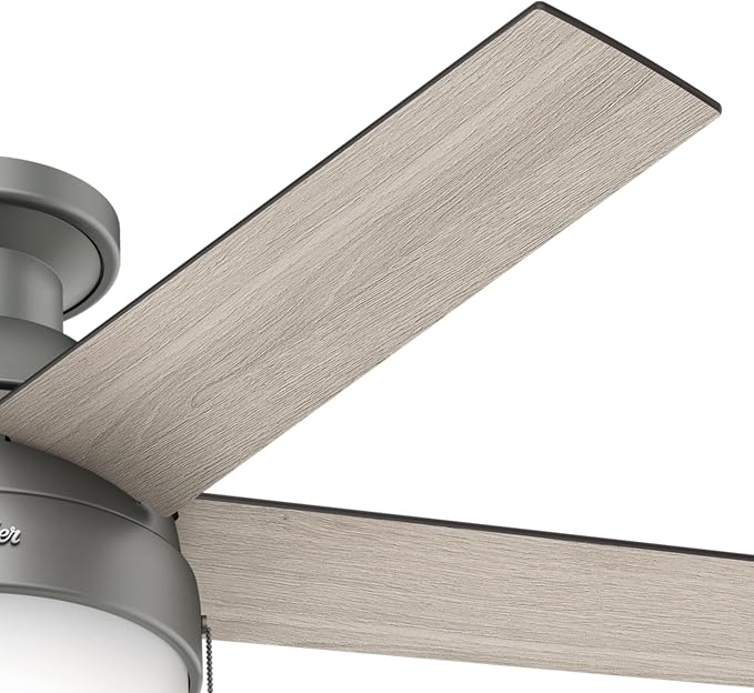 46 inch Indoor Ceiling Fan with LED Light - Ceiling Fan with Pull Chain, For Bedroom, Living Room, or Kitchen, Low Profile