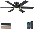 46" Low Profile Ceiling Fans with Lights and Remote,Black Indoor Ceiling Fans with Quiet Reversible DC Motor, Modern Flush