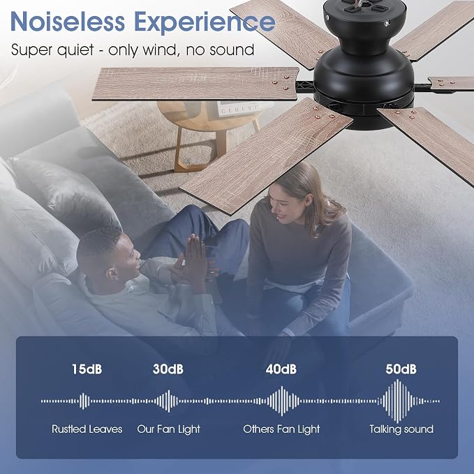 46" Low Profile Ceiling Fans with Lights and Remote,Black Indoor Ceiling Fans with Quiet Reversible DC Motor, Modern Flush