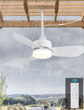 46" Plug In Outdoor Gazebo Ceiling Fan with Light and Hook, IP65 Waterproof Wet Rated Patio Ceiling Fans, White, product
