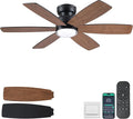46" Rustic Ceiling Fans with Lights, Low Profile Flush Mount Ceiling Fan with Remote/APP Control, 6 Reversible Double-sided