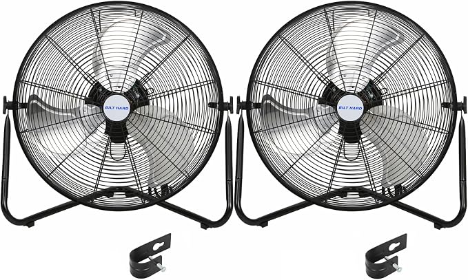 4600 CFM 20" High Velocity Floor Fan, 3-Speed Heavy Duty Metal Fan with Wall-Mounting System, Industrial Shop Fan for