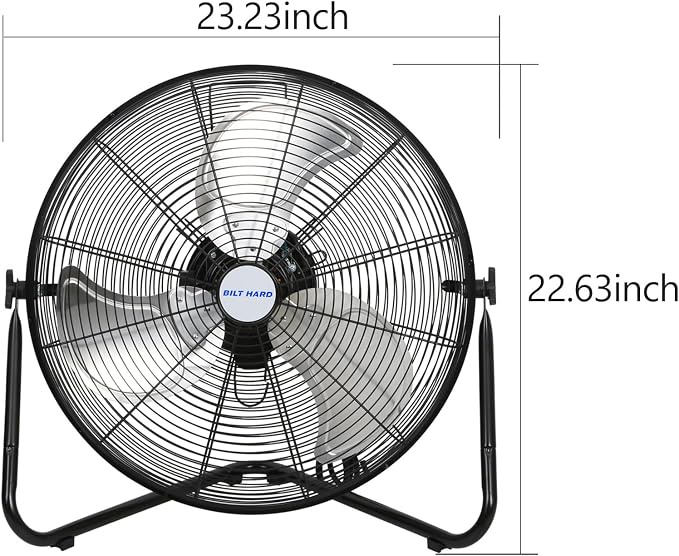 4600 CFM 20" High Velocity Floor Fan, 3-Speed Heavy Duty Metal Fan with Wall-Mounting System, Industrial Shop Fan for