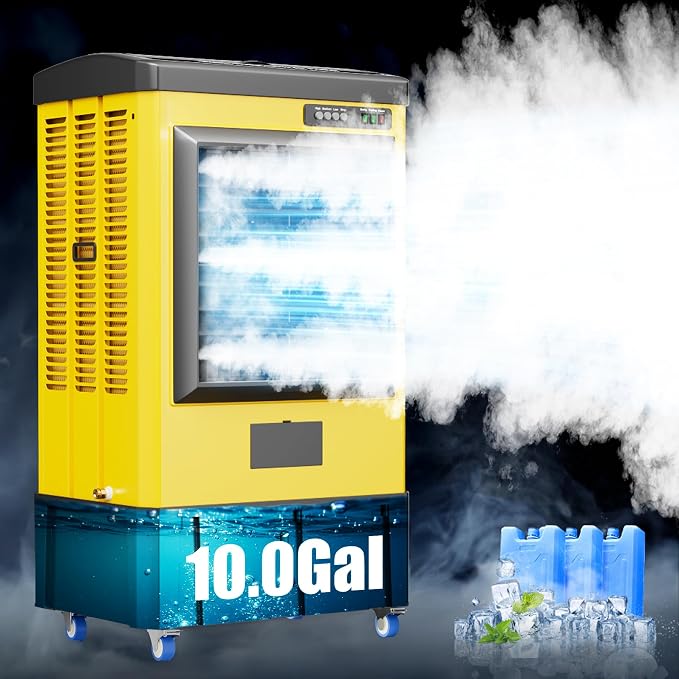4600CFM Swamp Coolers,Portable Evaporative Air Cooler for 950 Sq.ft of Space,with Continuous Auto Fill,10-Gal Water