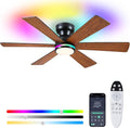 46In Low Profile Ceiling Fans with RGB Light,Ceiling Fan, Modern Flush Mount Fan Light for Indoor Bedroom, Kids