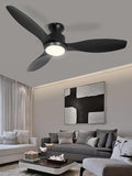 48" Ceiling Fan with Light and Remote, Black Flush Mount Ceiling Fan with 3 Blades,3 Color Dimmable Lights, 6 Speeds, product