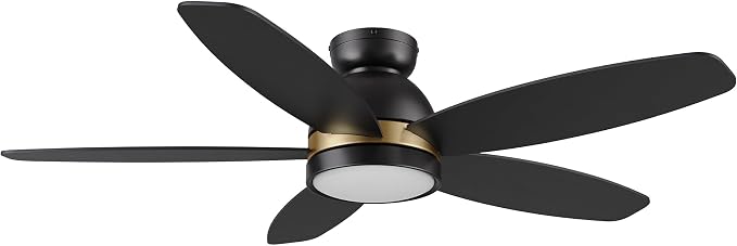 48" Ceiling Fan with Light Flush Mount, DC 10 Speeds Silent Ceiling Fan with Remote, 3 Light Colors Dimmable LED, Low Profile