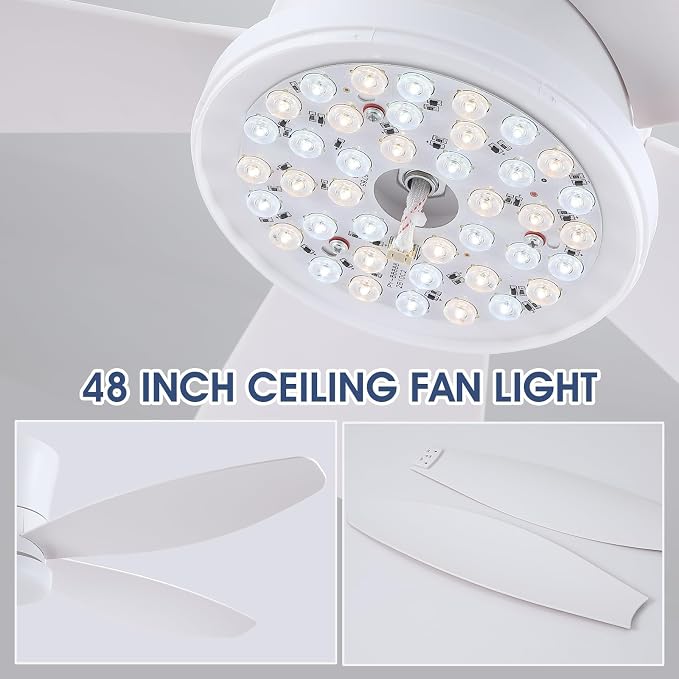 48" Ceiling Fans with Lights-Low Profile Ceiling Fan with Light and Remote/APP Control, Flush Mount, DC, alternate view 7