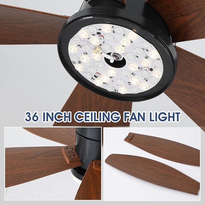 48" Ceiling Fans with Lights-Low Profile Ceiling Fan with Light and Remote/APP Control, Flush Mount, LED, alternate view 7