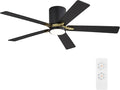 48" DC Flush Mount Ceiling Fan with Lights, 5 Plywood Blades, 6-Speed Reversible DC Motor, 3CCT, Low Profile Hugger Ceiling