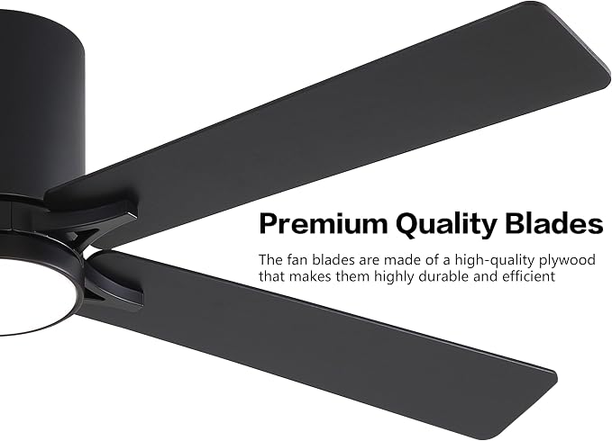 48" DC Flush Mount Ceiling Fan with Lights, 6-Speed Reversible DC Motor, 3CCT, Low Profile Hugger Ceiling Fan for Living Room