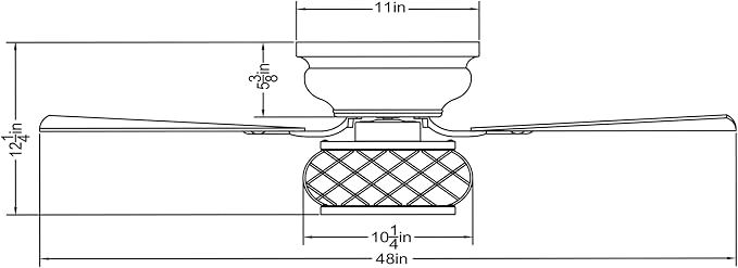 48" Farmhouse Ceiling Fans with Lights, Cage Flush Mount Ceiling Fan with Remote for Bedroom, Living Room, 5 Double Blades
