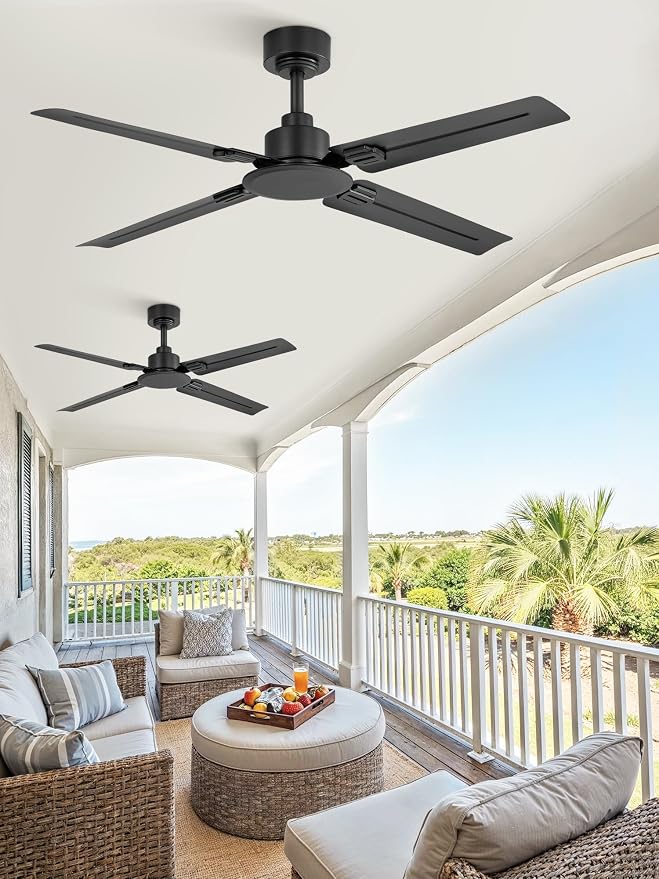 48 Inch Ceiling Fan No Light with Remote, Industrial Metal Ceiling Fans without Lights, 6-Speed Reversible, Quiet DC Motor