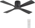 48 Inch Ceiling Fan Without Light,Solid Wood Flush Mount Ceiling Fan with Remote Control, Reversible DC Motor, 4 Blades