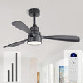48 Inch Ceiling Fans with Lights and Remote Control-Modern Flush Mount & Downrod Mount Ceiling Fan for Bedroom Living Room