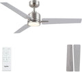 48 Inch Ceiling Fans with Lights Remote, Brushed Nickel Ceiling Fans Dimmable 3 Color Temperature, Timer, 3 Blades, 6 Speed