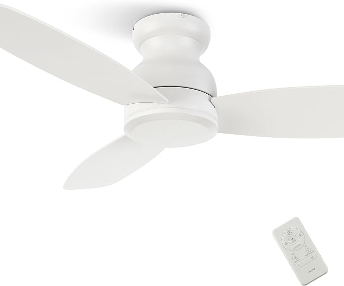 48 Inch Flush Mount Ceiling Fan No Light with Remote Control, 3 Blades Quiet DC Reversible Motor, 10-Speed