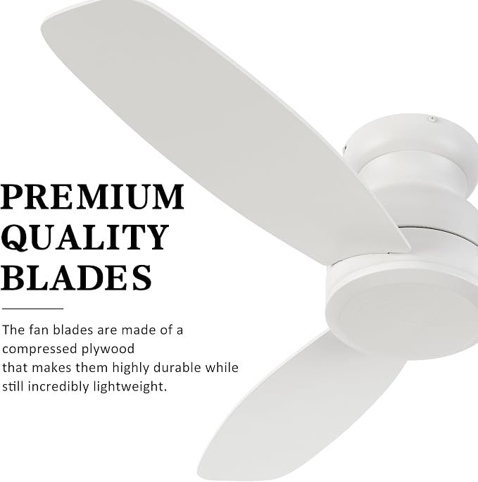 48 Inch Flush Mount Ceiling Fan No Light with Remote Control, 3 Blades Quiet DC Reversible Motor, 10-Speed, alternate view 5