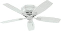 48 inch Outdoor or Indoor Ceiling Fan No Light - Low Profile Mount, White Ceiling Fan without Light, For Patio, Porch