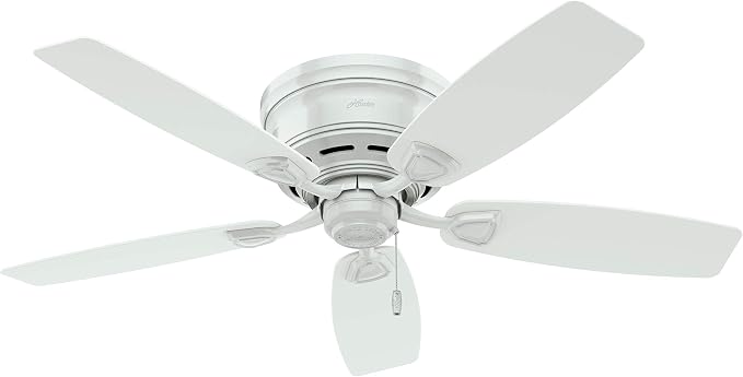 48 inch Outdoor or Indoor Ceiling Fan No Light - Low Profile Mount, White Ceiling Fan without Light, For Patio, Porch