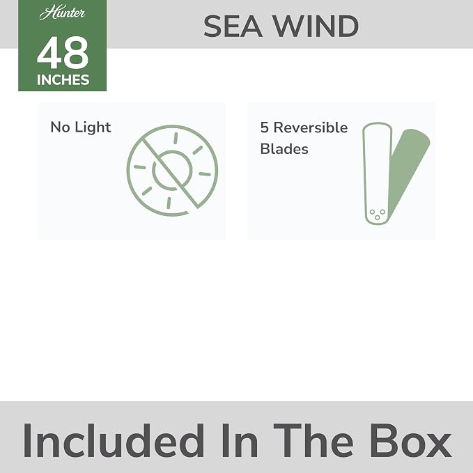 48 inch Outdoor or Indoor Ceiling Fan No Light - Low Profile Mount, White Ceiling Fan without Light, For Patio, Porch