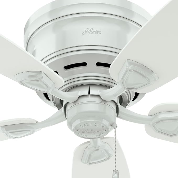 48 inch Outdoor or Indoor Ceiling Fan No Light - Low Profile Mount, White Ceiling Fan without Light, For Patio, Porch
